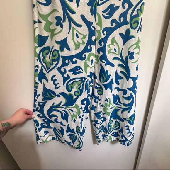 Christian Siriano Blue and Green Linen Matching Vacation Resortwear Set - Picture 11 of 12